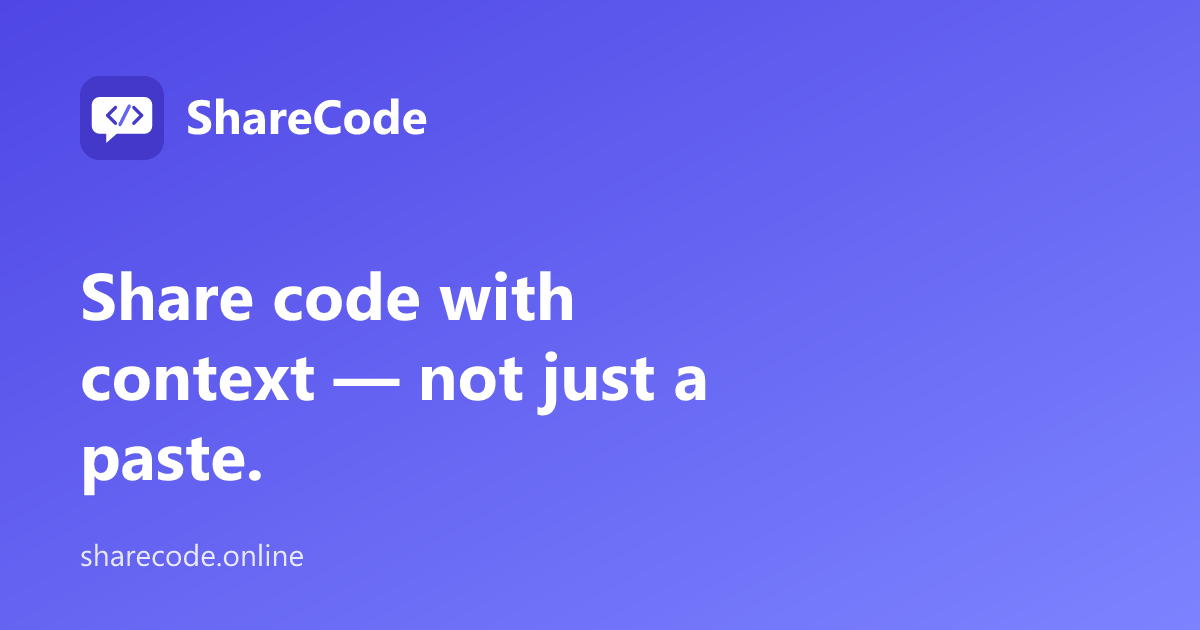 Code Line Reducer Share Code with Context, Not Just a Paste — ShareCode